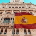 Spanish flag flying in front of a historic building – Spanish citizenship 2026 complete guide